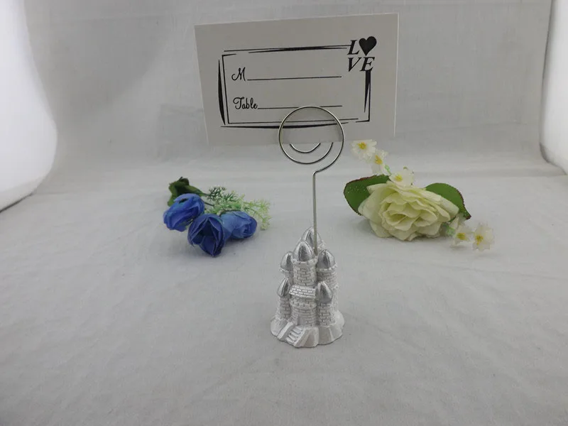 100pcs silver castle name number menu table place card photo holder clip wedding decoration party reception favor za4430 in party favors from home garden