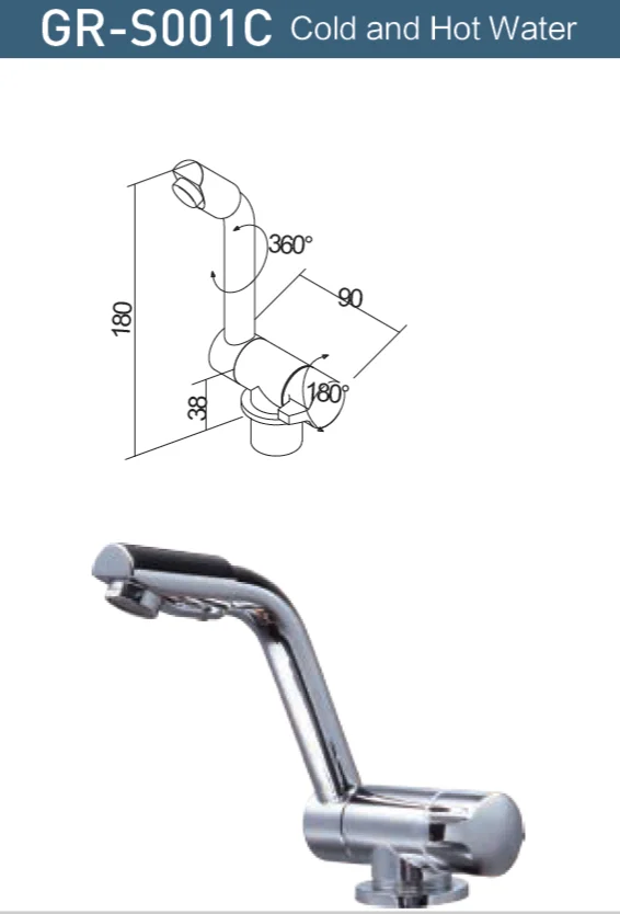 Лодка RV Caravan Camper 360 градусов Цельсия поворотный холодный горячий складной кухонный кран GR-S001C