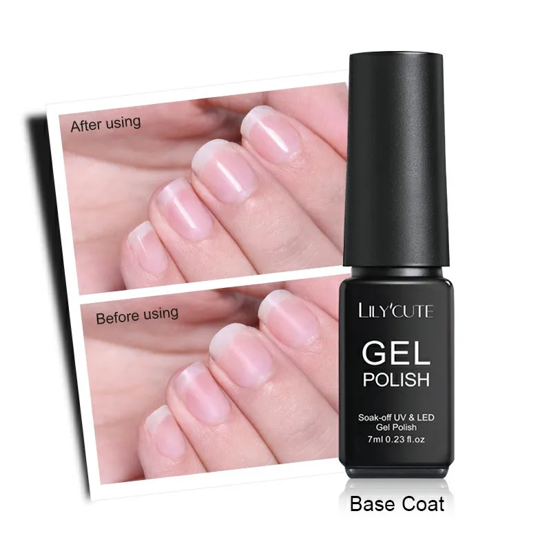 base coat LILYCUTE, 7 мл, блестящий УФ-Гель-лак, розовый, цветной, блестящий, долговечный, из натуральной смолы, замачивается, Гель-лак для ногтей, дизайн - Цвет: base coat