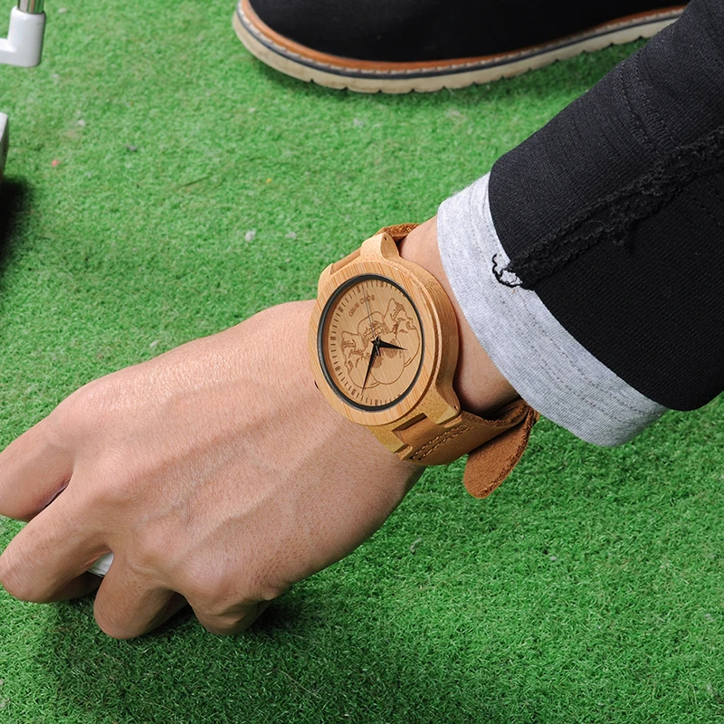 BOBO BIRD Bamboo Watch Men Special Design Lifelike UV Print Dial Face Wooden Wrist Watch relogio masculino Timepieces Ideal Gift