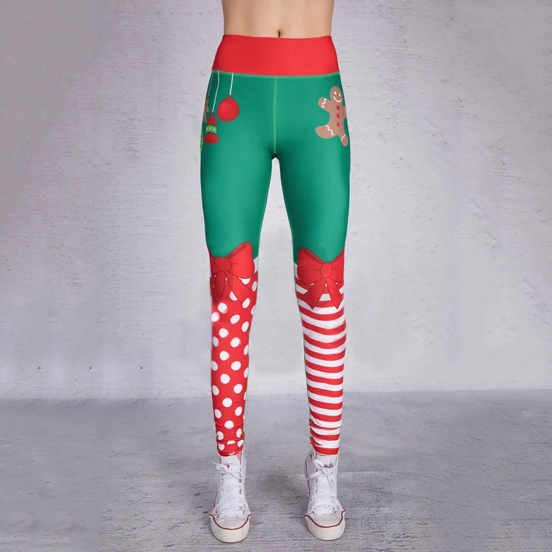 Hayoha леггинсы с рождественским принтом эластичные леггинсы с высокой талией дышащие рождественские штаны