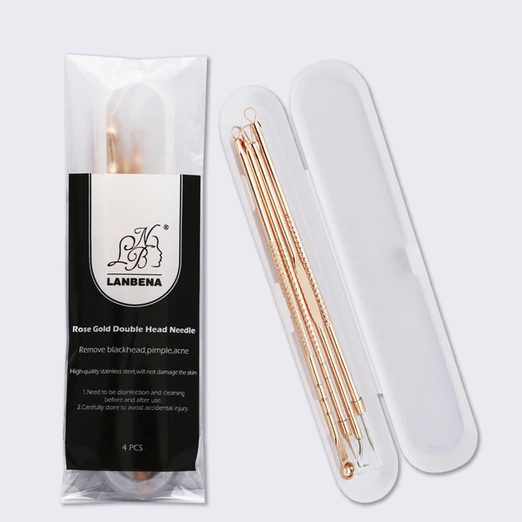 OEDO4pcs LANBENA золотых розов, Нержавеющая сталь игла для удаления прыщей удаление черных точек средства по уходу за кожей