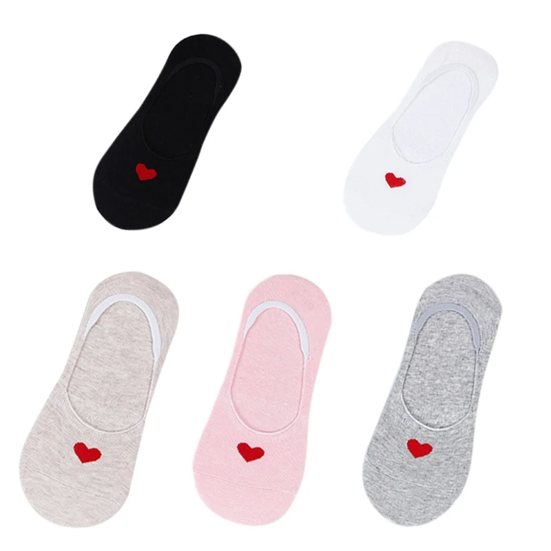 Новый Для женщин мелкая рот конфеты Цвета сердце носки до лодыжки дышащая Повседневное мягкие носки-башмачки для девочек короткие носки