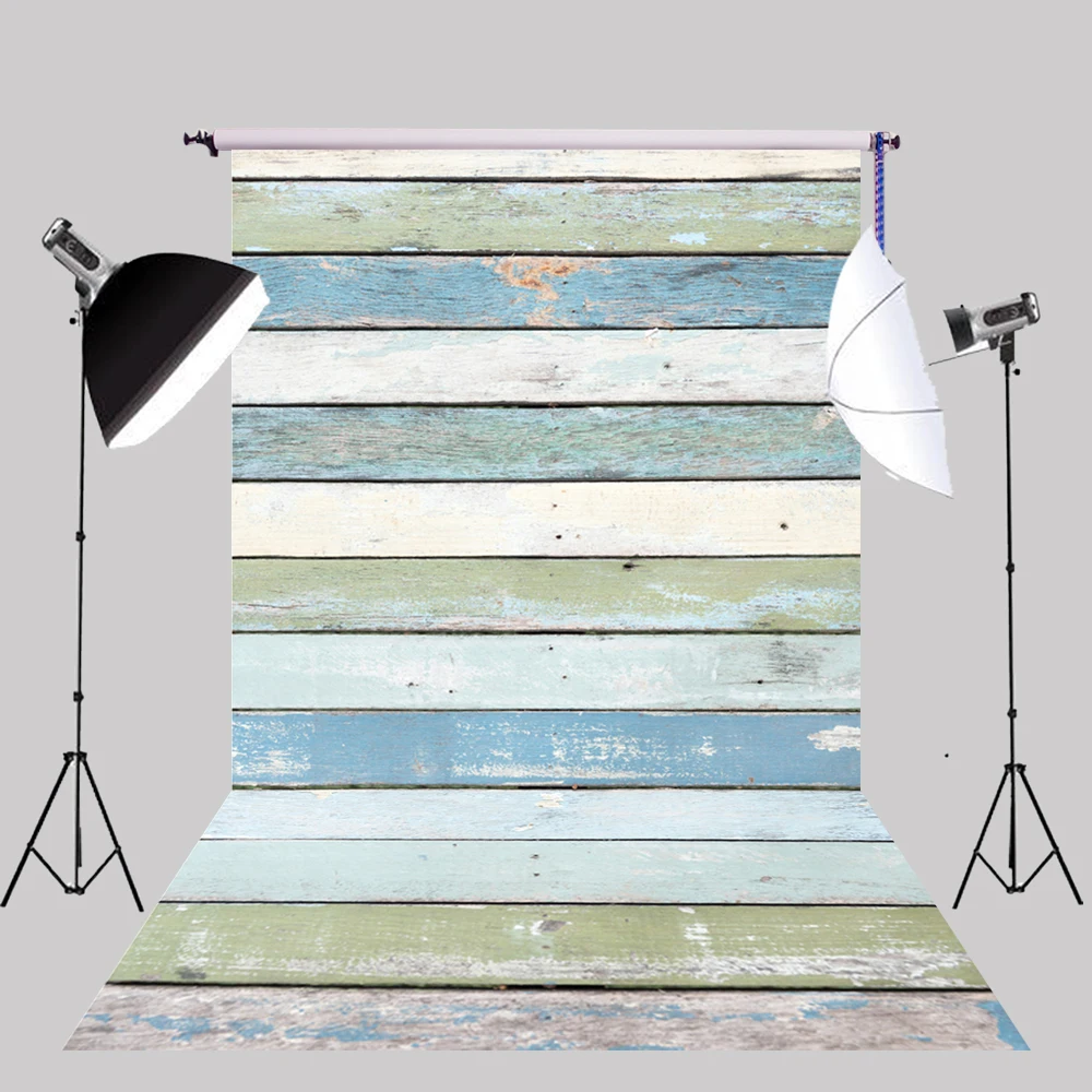 Photo Background Light Blue Wood Wall Floor Photography Backdrops Baby show Studio Backdrop Props D-8299 | Электроника