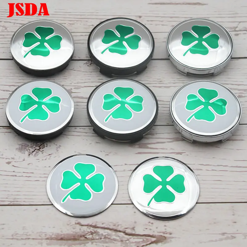 

4pcs 56mm 60mm quatrefoil Four-leaf clover Car logo Wheel Center Cap rim fefit Badge dust-proof covers decoration emblem sticker