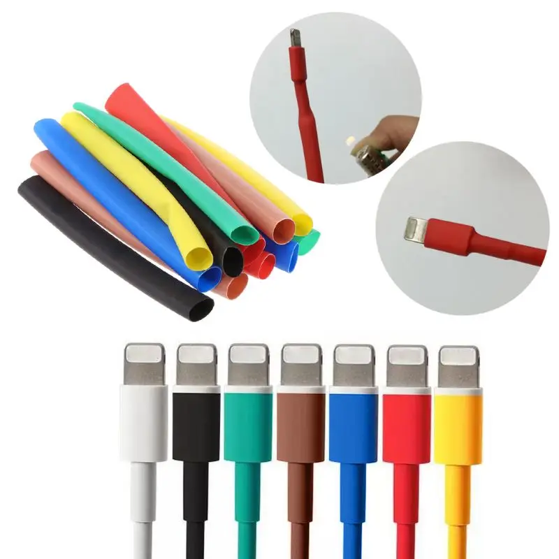 12Pcs/Bag Universal Heat Shrink Tube Sleeve Cover USB Charger Cable Wire Protector Organizer for iPad iPhone 5 6 7 8 X XR XS Cor