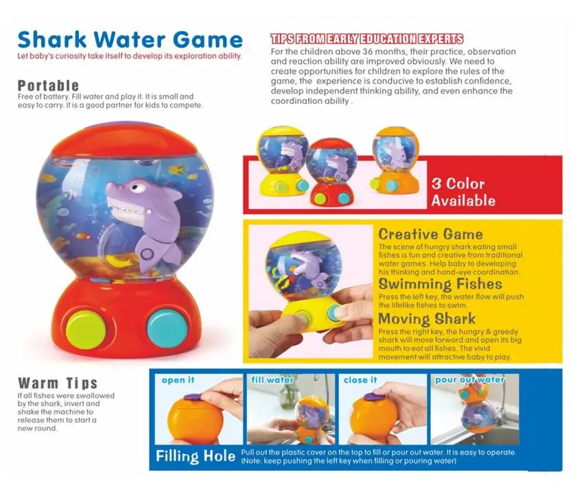Дети Игрушки для ванной Мультфильм Акула поймать рыбка водные игры машины Забавная детская игрушка в подарок