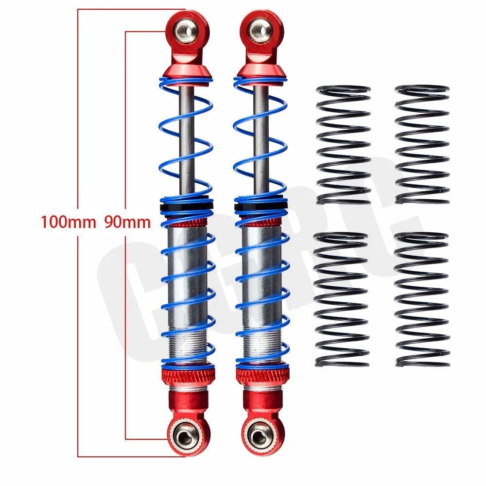 Масляный Регулируемый 80 мм, 90 мм, 100 мм, 110 мм, 120 мм, металлический амортизатор для 1/10 RC автомобилей, запчасти для грузовиков, гусеничный осевой SCX10 TRX4 D90 - Цвет: 100mm 2pcs