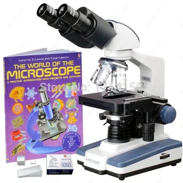 Student Microscope AmScope Supplies 2500X LED Lab Binocular Compound