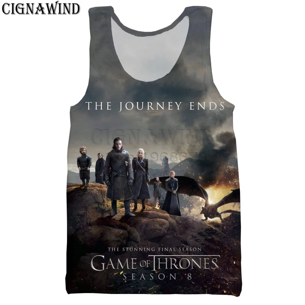 

New Popular hot TV Game of Thrones Season 8 vest men/women 3D printing vests casual Harajuku style Bodybuilding streetwear Tops