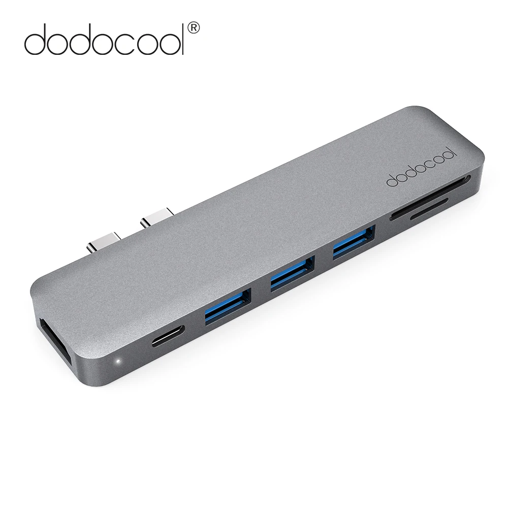

dodocool 7-in-1 Dual USB-C USB C HUB with 4K Video HDMI SD/TF Card Reader 3 USB 3.0 HUB Thunderbolt Type-C HUB for MacBook Pro