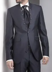 Пользовательский дизайн кнопка жениха платье пиковые лацканы дружки преступности свадебный костюм ( куртка + брюки + жилет, Галстук )
