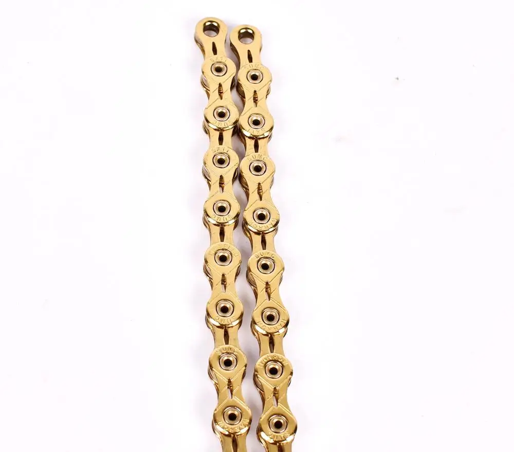 SUMC bicycle shift chain mountain road folding bike chain 9 10S 11 12speed hollow gold chain with missinglink 116L 126L 248g