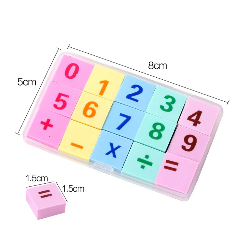 15 PCS Creative Number Modeling Pencil Rubber Erasers Gift Erasers for