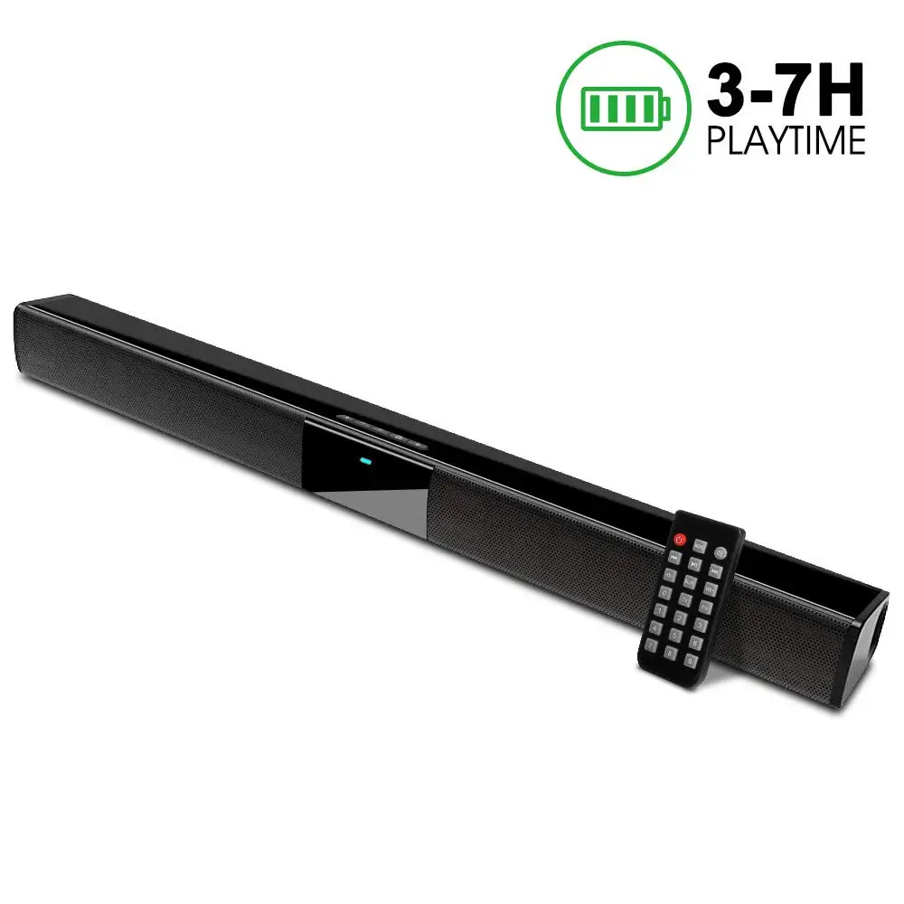 

Soundbar, 22-Inch Speaker for TV Sound bar 2.0 Channel Wired & Wireless Bluetooth with Built-in Subwoofers and Batteries