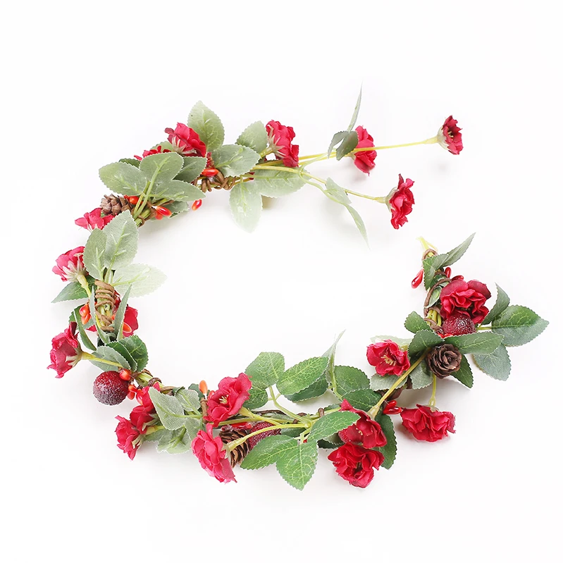 

New red fruit romantic head garland Wreath hairwear bridal girl kid wedding party flower hairbands
