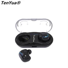 Tenyua двойной наушники-вкладыши TWS с Q18 Беспроводной Bluetooth гарнитура Hi-Fi наушники с басами с зарядным устройством мини-наушники для iPhone смартфона