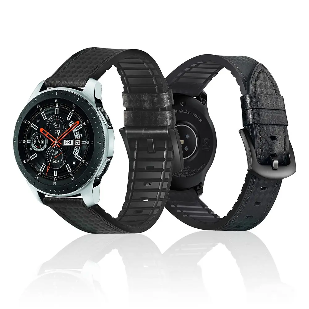 Углеволоконная кожа + Силиконовый ремешок для часов 22 мм браслет Samsung Galaxy Watch 3 45