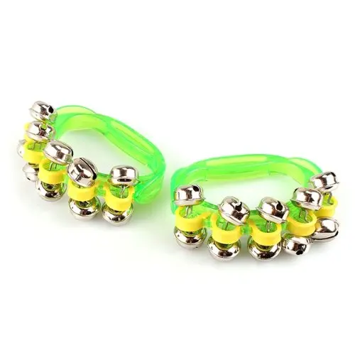 

Lot of 2 tambourine Bell Jingle Bell green Percussion Music for child