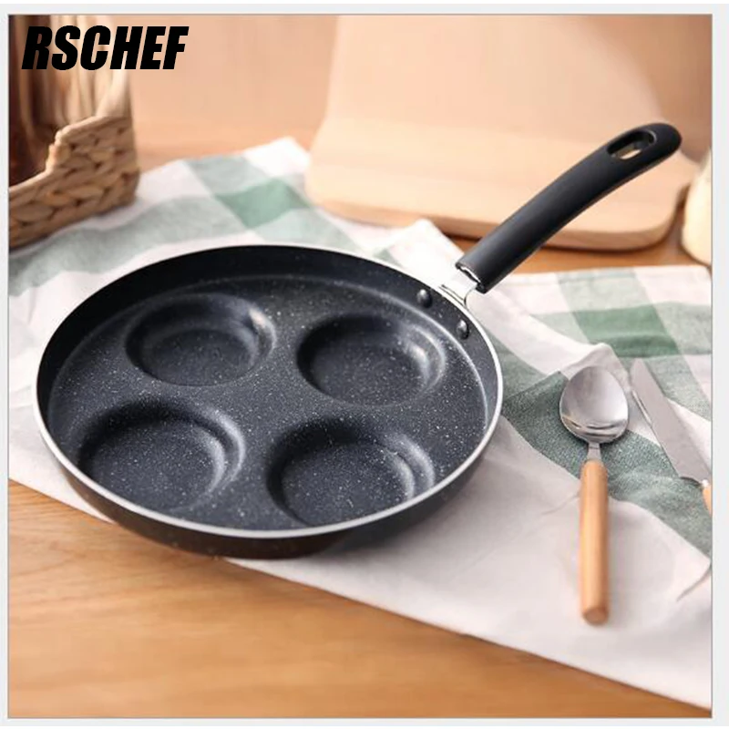 

24 CM Creative Non-stick Eggs Ham PanCake Maker Frying Pans No Oil-smoke Breakfast 4 in 1 Grill Pan Gas Cooker