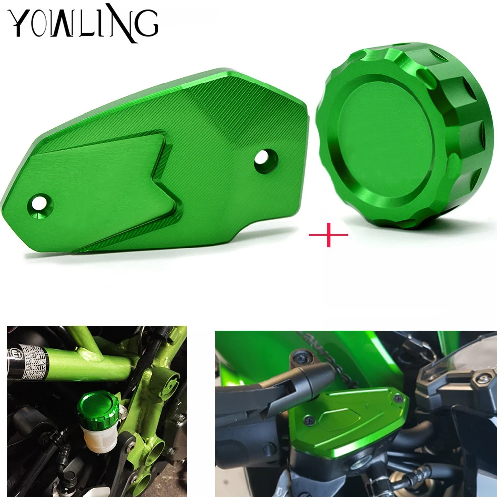 LOGO Z800 Z900 Cylinder Rear Fuel Brake Fluid Reservoir Cover Tank Cap Cylinder For Kawasaki Z900