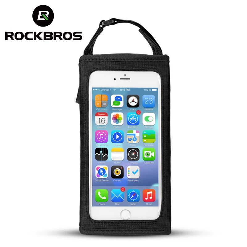 ROCKBROS Cycling Bike Bag Touch Screen Phone TPU Bicycle Bag Rainproof MTB Road Tube Front Frame Bag With Rain Cover