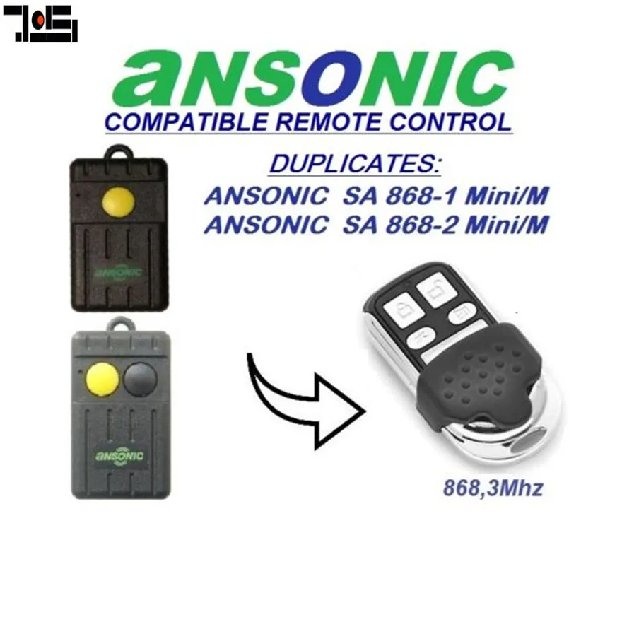 For Ansonic SA868-1mini/M,SA864-2mini/M Cloning replacement Remote Control Duplicator 868,3 MHz