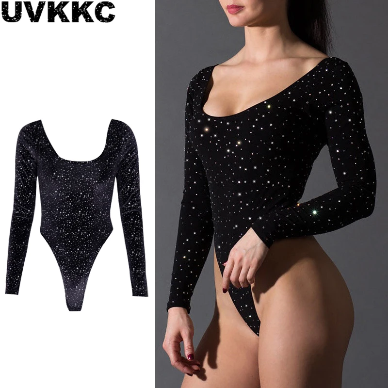Uvkkc Women Sexy Bodysuit Female Rompers Diamond Backless Bodycon Casual Solid Party Black one piece Summer Bodysuit For Women Uvkkc Women Sexy Bodysuit Female Rompers Diamond Backless Bodycon Casual Solid Party Black one piece Summer Bodysuit For Women