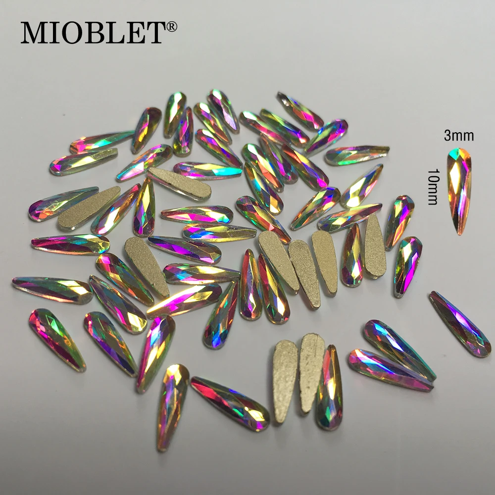 

10Pcs Crystal AB Colorful Flame Nail Gems HotFix Nail Art Rhinestones Clear Crystals DIY Flatback Nails Decorations Nails Stones