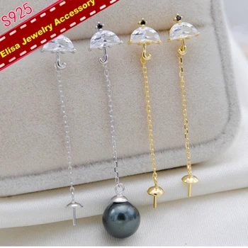 

Umbrella Design Drop Earrings Holder S925 Sterling Silver Pearl Earrings Jewelry Accessory Women DIY Pearl Components 3Pairs/Lot
