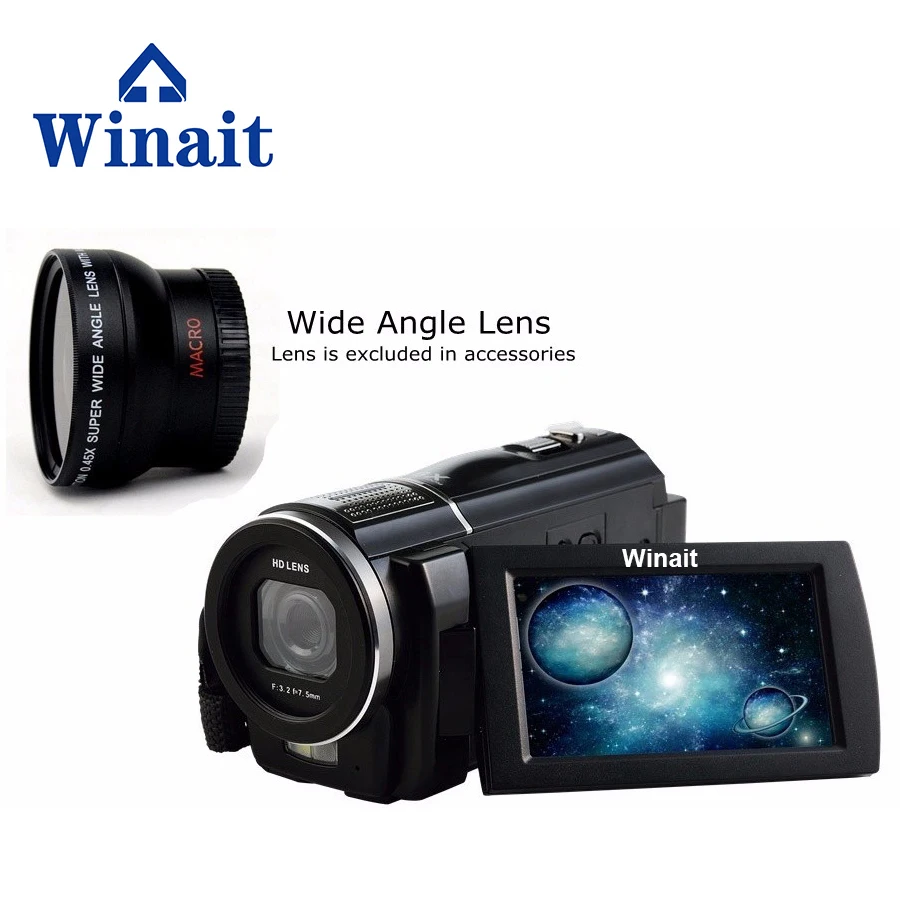 Winait 1080 P Full HD фото цифрового видео Камера с 3.0 ''rotatable Сенсорный экран видео Камера Регистраторы hdv-f5