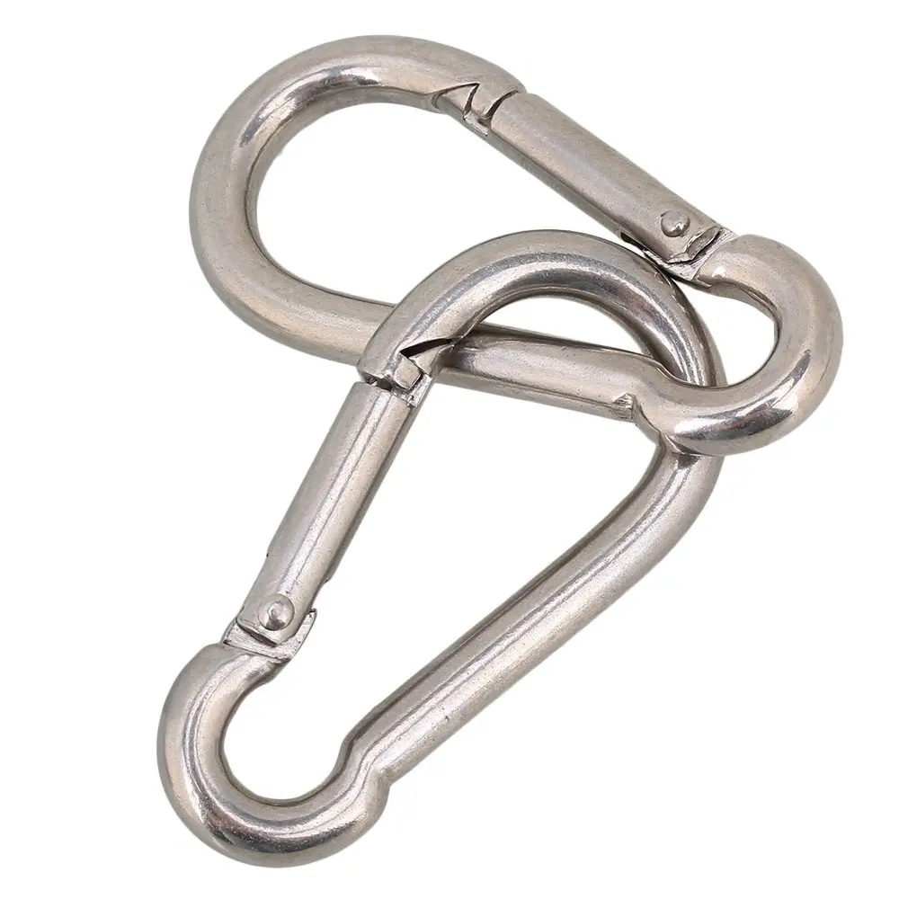 

304 Stainless Steel 60mm Multifunctional Spring Snap Carabiner Quick Link Lock Ring Hook M6 (10Pcs or 5Pcs)