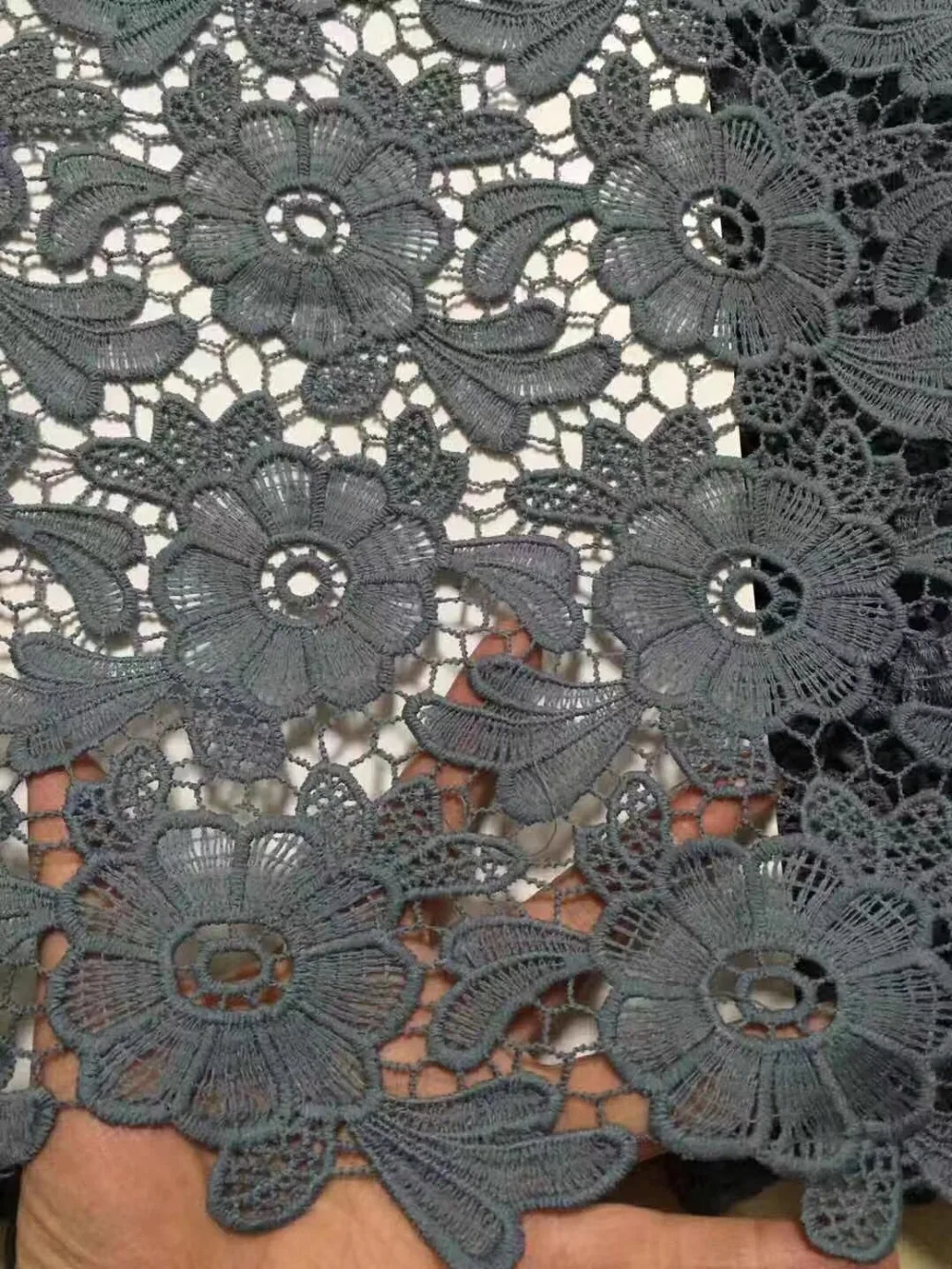 

NEW Nigerian milk silk Lace Dark gray Color Embroidery Silk Lace Fabric For African Dress High-end fashionable India For Wedding