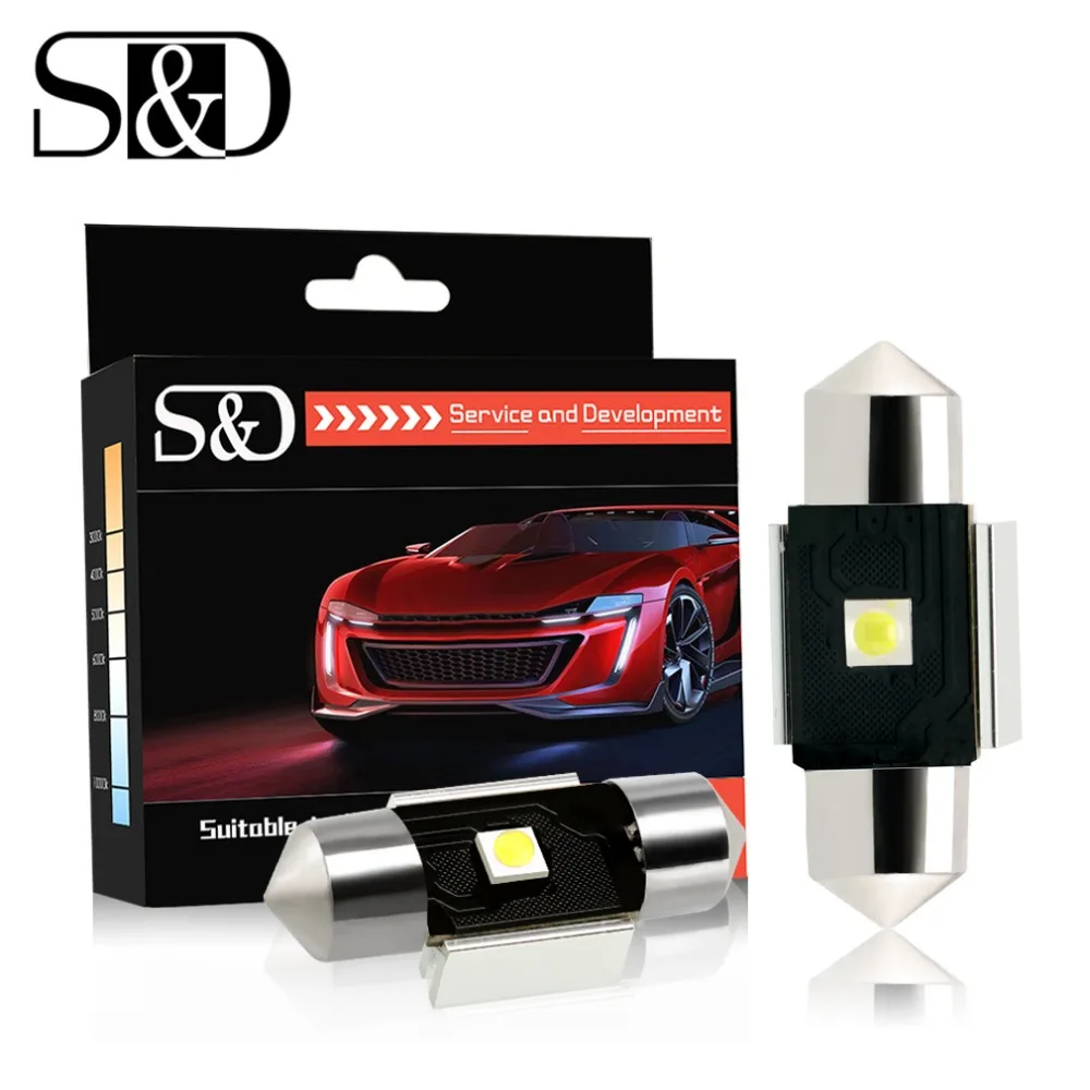 

2Pcs C5W LED Canbus Festoon Light Bulbs with Cree Chips 31mm 36mm Car Dome Lamp License Plate Light Interior Bulbs 12V White