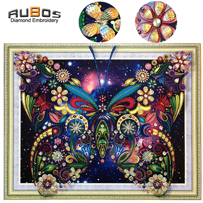 

RUBOS DIY 5D Diamond Mosaic Butterfly Flower Art Diamond Embroidery Painting Sale Picture Big Crystal Rhinestone Bead Wall Decor