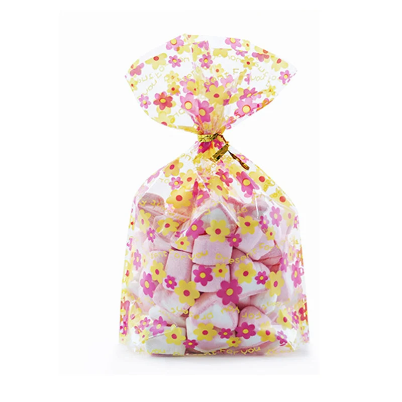 50 шт. 16*24 см цветочный пластиковый пакет красочные свадебные сувениры Подарочный пакет печенье выпечка упаковка печенье яркие сумочки для вечеринки принадлежности