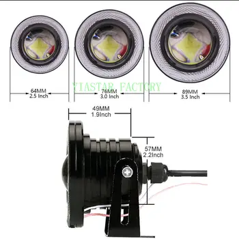 

Yiastar 2Pcs 2.5/3.0/3.5 Inch Projector COB LED Car Fog Light Halo Angel Eyes Rings DRL White 12V Road Fog Lamp Universal