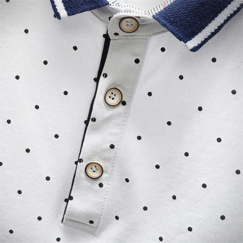 Polka Dot Polo Men Summer Short Sleeve Cotton Breathable Men Polos Male Quality Classic Brand Clothing Fast Dry Top Tees 3XL 4XL 5
