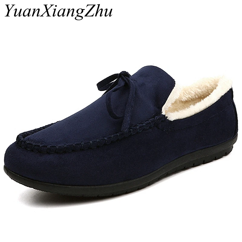 

2018 Winter Warm Mens Fur Loafers Comfortable Man Casual Shoes Men Walking Flat Shoes Adult Moccasins Male Suede Shoes Krasovki