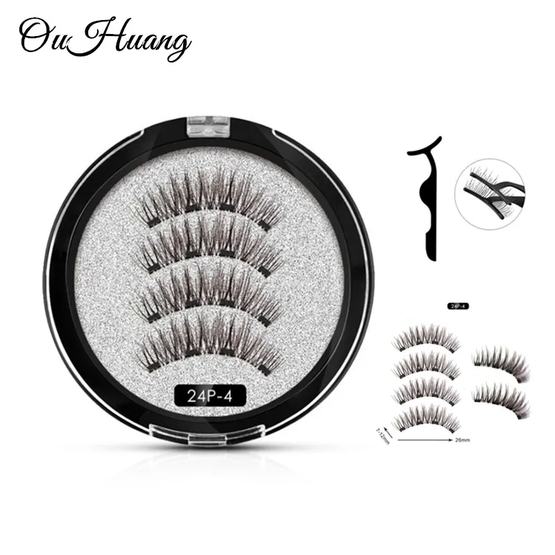

Eyelashes with 4 Magnet Magnetic Lashes Handmade 3D/6D Magnetic Lashes Natural False Eyelashes Magnet Lashes with Gift Box 24P-4