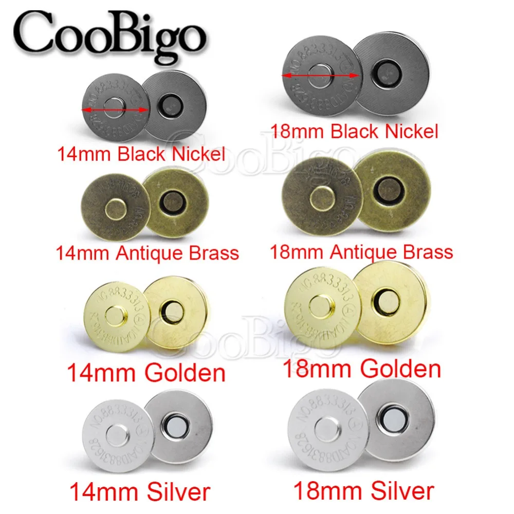 50sets Pack Dia.14mm Black Nickel Strong Magnetic Snap Fasteners Clasps Buttons for Handbag Purse Wallet Outdoor Backpack DIY Leather Craft Sewing Accessories