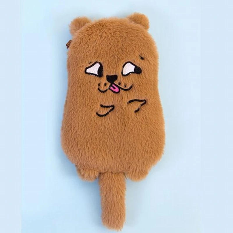 pink Girls Flannel Card Holder Bag Embroidery Dog Cat Cute Purse Bus Case Bank Card Rope Bags Pocket Pouch Kids Small Wallets