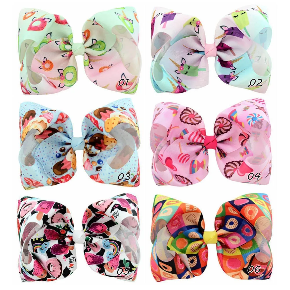 

MengNa Wholesale Large 8" JOJO BOW,Large Graffiti Ribbon Jumbo Hair Bows Hairgrips Hair Accessories 20pc