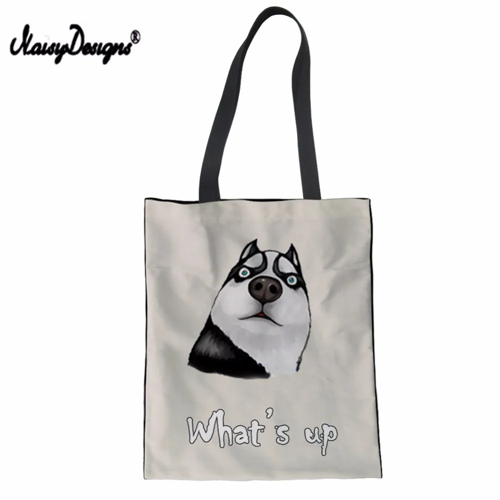 Us 8 05 38 Off Women Eco Tote Canvas Ping Bag Shiba Inu Dog Husky Handbag Friendly Cotton Portable Folding Capacity Bags In