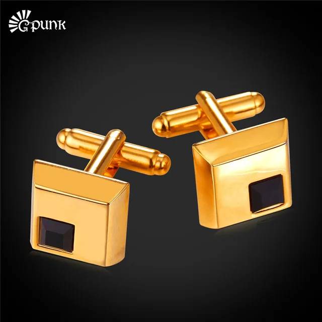 Gold Cufflinks For Mens Classic Design Square Cufflinks Luxury Mens