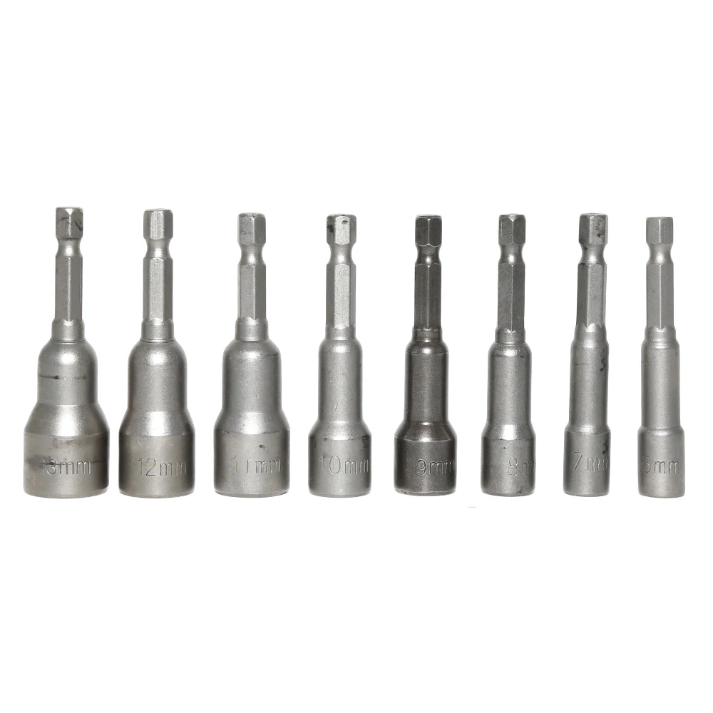 8PC Hex Socket Sleeve Nozzles Strong Nut driver Set Drill Bit