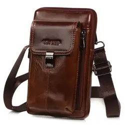 Новый Для мужчин Crossbody сумка талии моды натуральная кожа для Для мужчин ячейка/Мобильный телефон сумка мужской ремень крюк поясная сумка