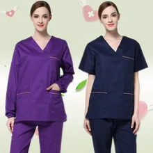v-образным вырезом моющаяся Больничная хирургическая комплекты униформы для женщин потертостей прочные и цветные хирургические комплекты медицинской униформы с коротким рукавом для мужчин
