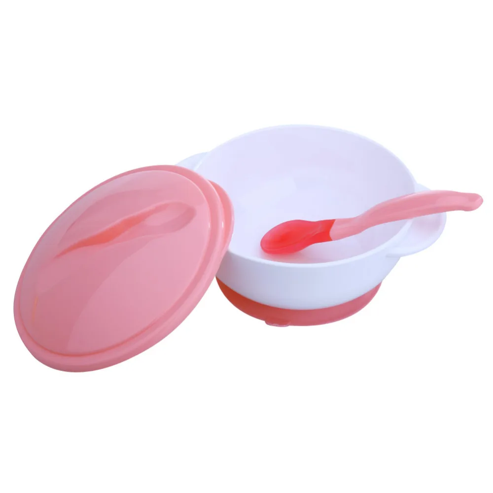 Baby Feeding Bowl Set with Temperature Sensing Spoon Sucker Suction Cup Baby Bowl Dishes Tableware Kits Safety Kids Feeding Bowl Baby Feeding Bowl Set with Temperature Sensing Spoon Sucker Suction Cup Baby Bowl Dishes Tableware Kits Safety Kids Feeding Bowl
