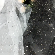 1 м/лот, ширина 150 см, блестящая, горячая штамповка, звезда, узор, сетка, органза, лоскутное платье, юбка для свадебной вечеринки, украшение, ткань для шитья